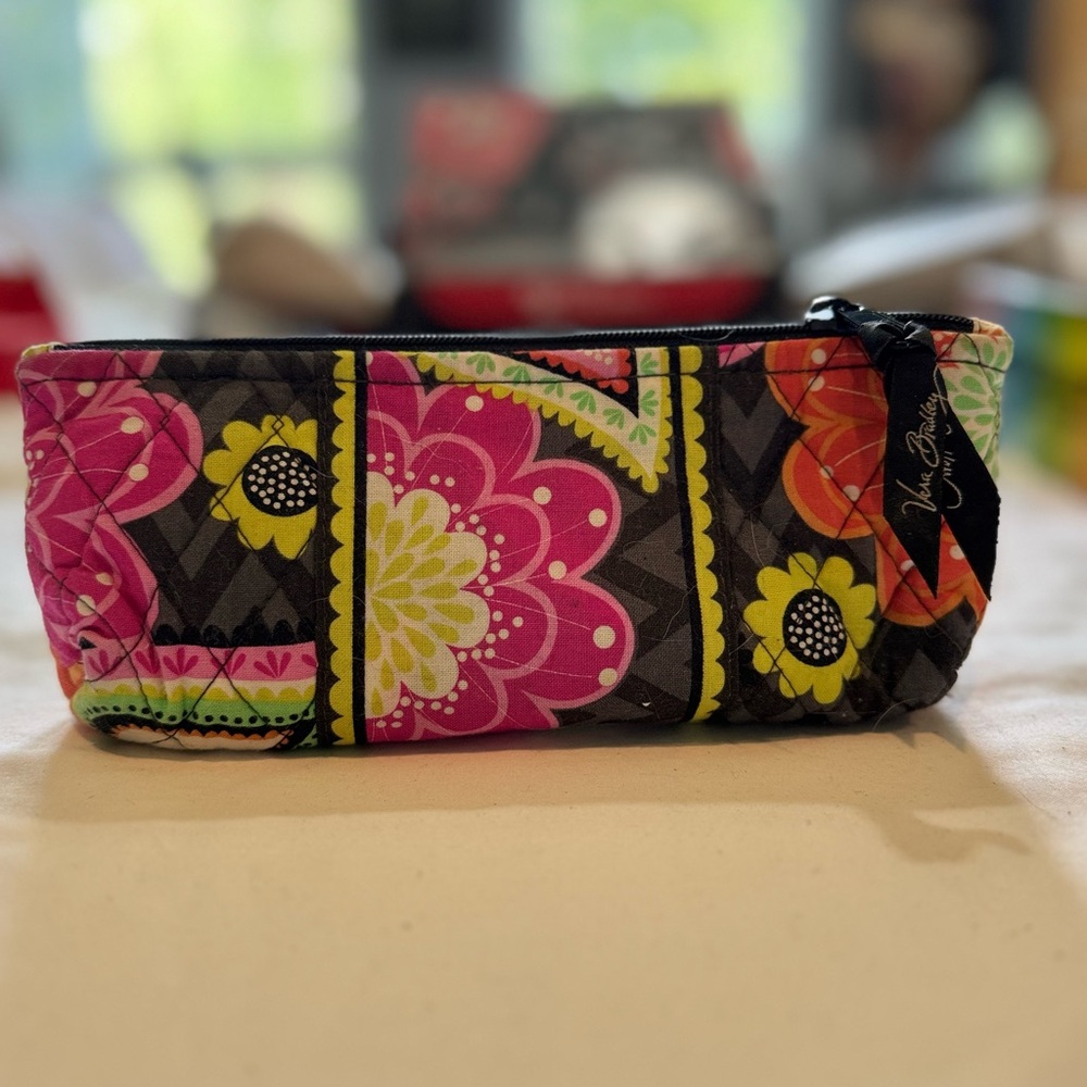 Vera Bradley Black and Pink Floral Cosmetic Bag